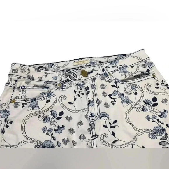 U.S. Polo  Assn Blue White Paisley Floral Capri Jeans Size 6 - Picture 6 of 11